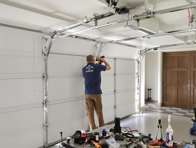 Maynard Garage Door Repair certified technician performing precision garage door repair in Maynard