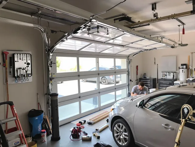 Garage door noise reduction service by Maynard Garage Door Repair in Maynard