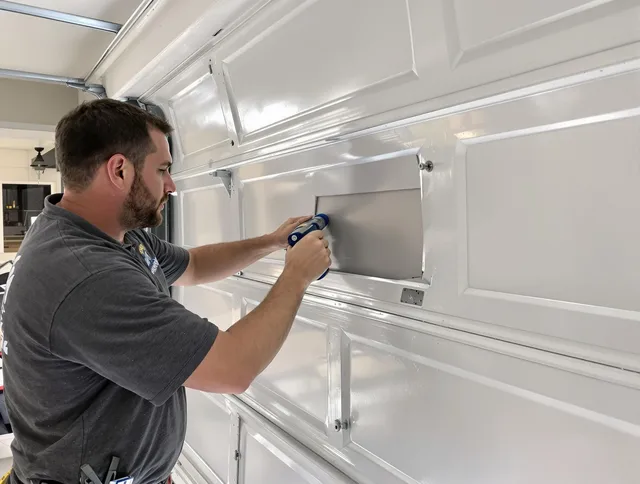 Garage door panel repair by Maynard Garage Door Repair in Maynard